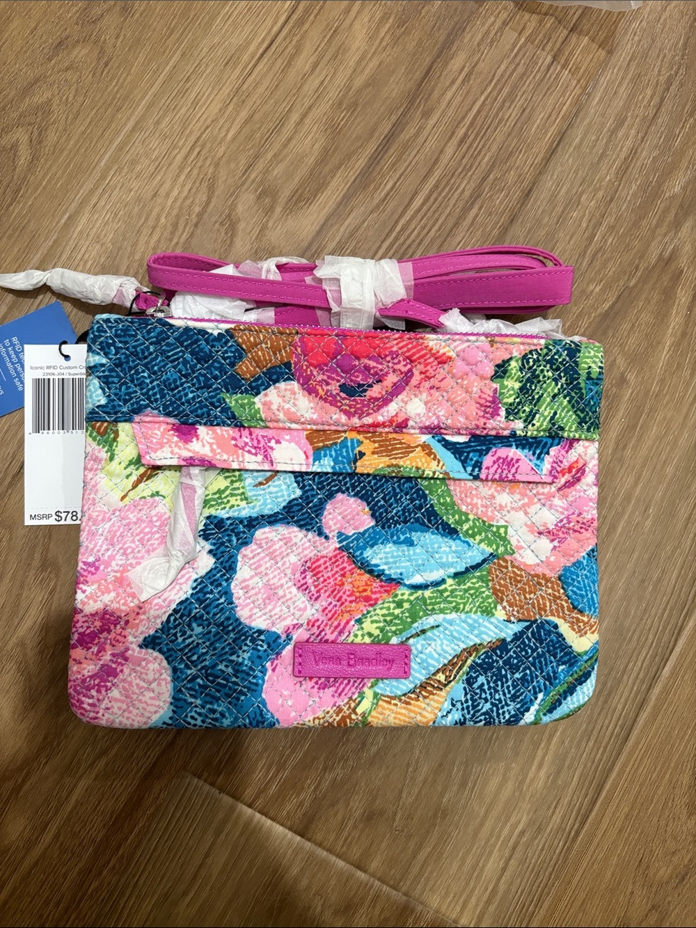 Iconic RFID Custom Crossbody in Superbloom Pink